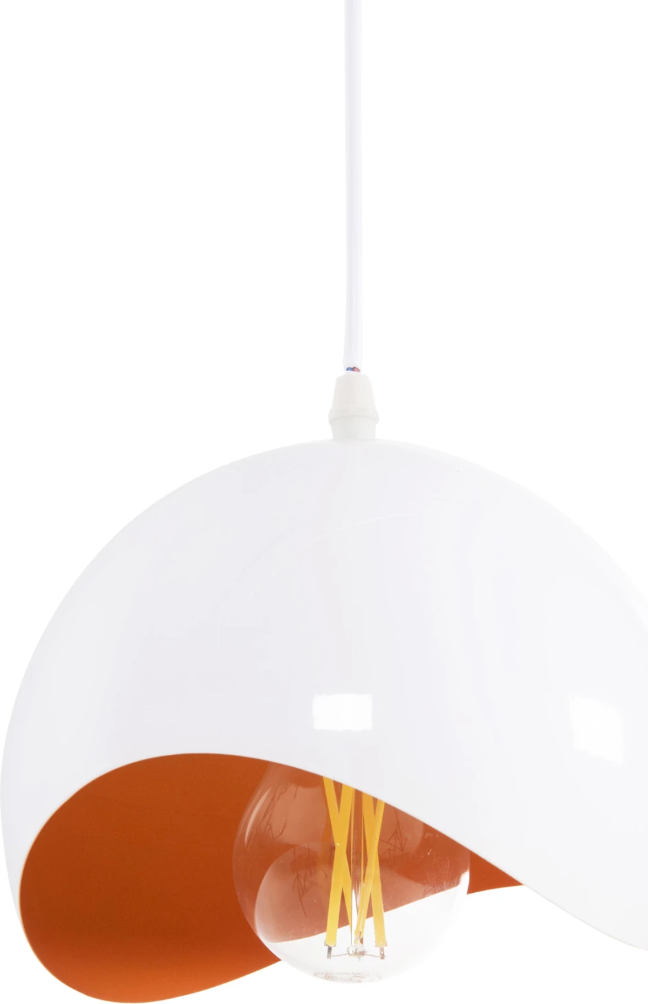 Llambë varëse tavani, sferë metalike, bardhë dhe portokalli, FH4165.02, Φ20x118H cm