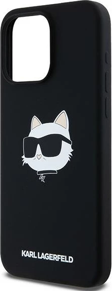 Mbështjellës Karl Lagerfeld Silicone Choupette Head MagSafe për iPhone 15 Pro Max, zi