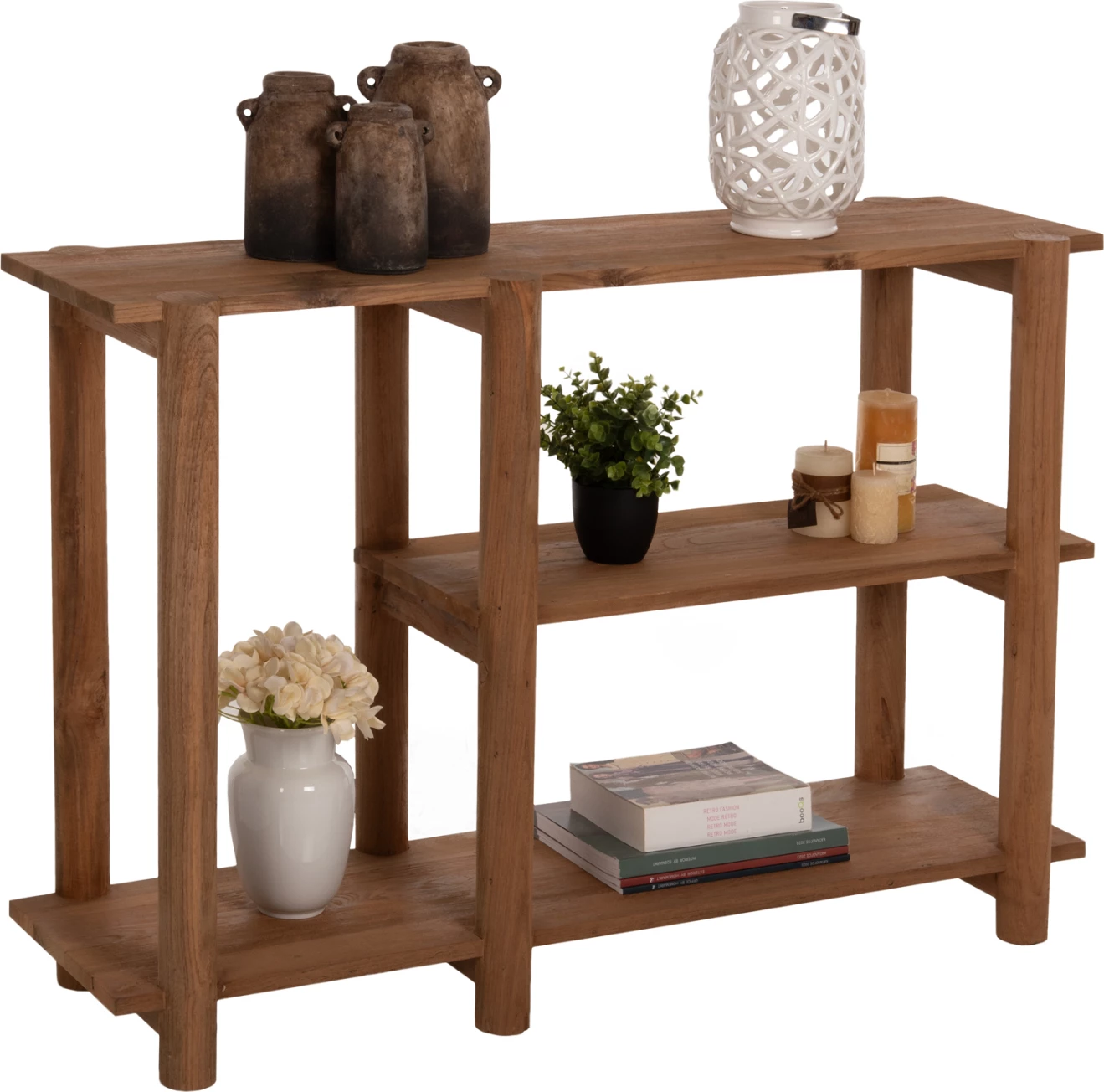 Konsolë KUTAI FH9638 dru TEAK i ricikluar, ngjyrë natyrale rustike, 120x35x80H cm