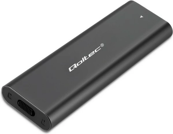 Kasë Qoltec 50312 për SSD M.2 NVMe, USB Type-C, alumini, grafit