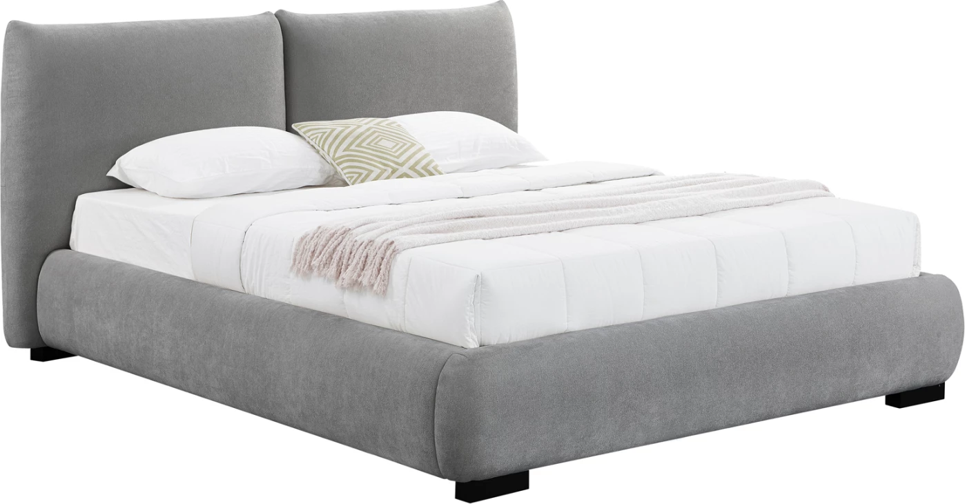 Krevat dopio me hapësirë për depo, stof leshi artificial, gri, NUVIA CD728.01, dyshek 160x200cm