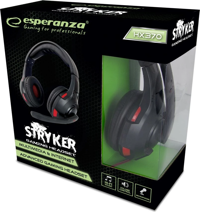 Kufje gaming Esperanza Stryker EGH370 me mikrofon, të zeza