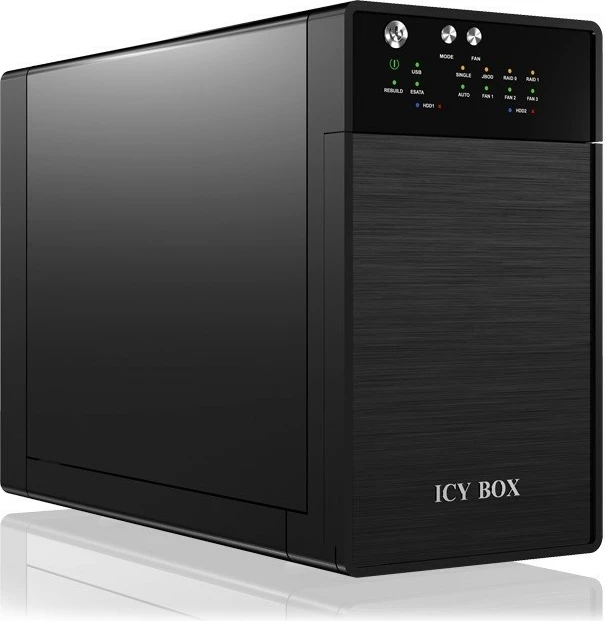 Kasë eksternale IcyBox IB-RD3620SU3 për 2x3.5" HDD, RAID, e zezë