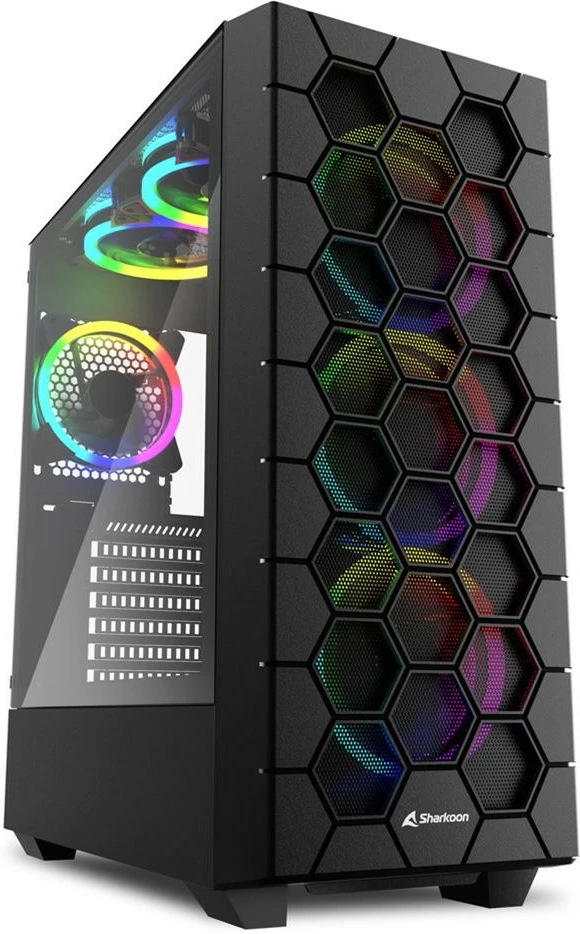 Kasë Sharkoon RGB HEX, ATX/micro ATX/Mini-ITX, gaming, e zezë