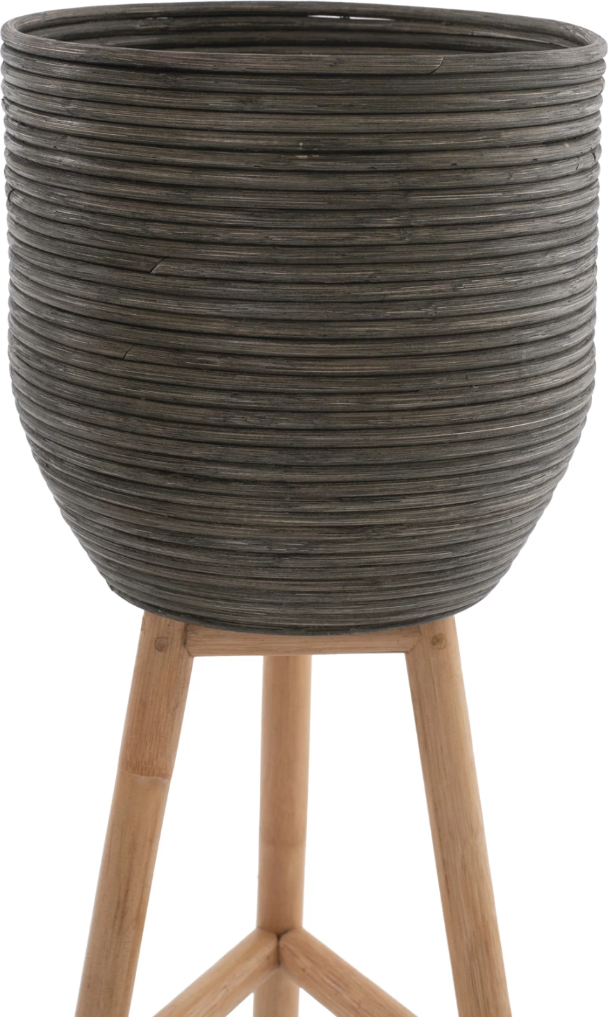 Vazo lulesh prej rattani me këmbë bambuje FH7724 36x35x95 cm, natyrale-jeshile