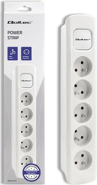 Kasë Qoltec 50276 me 5 dalje, 1.8m, e bardhë