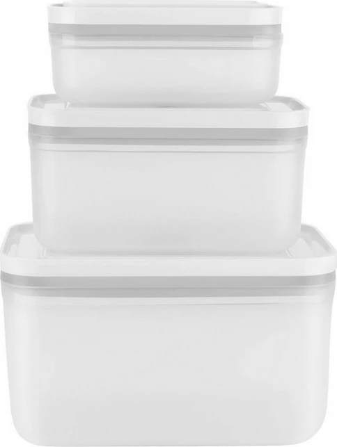 Kontejnerë vakum ushqimi, Zwilling Fresh&Save 36804-003-0, plastikë, 3 madhësi S/M/L, transparent/bardhë, set 3 copë