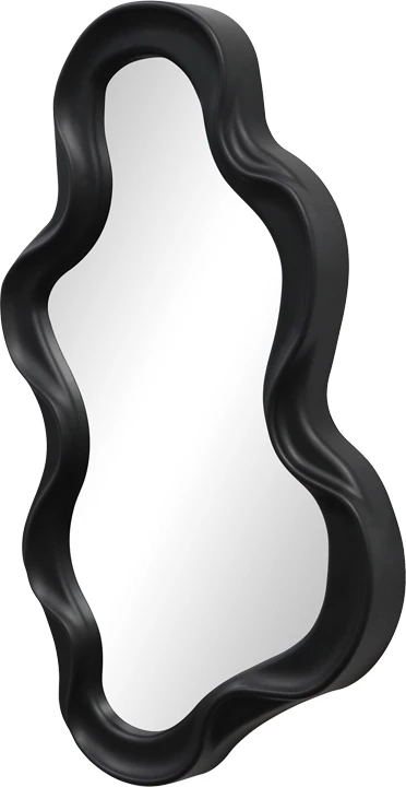 Pasqyrë asimetrike Liquid, kornizë e zezë, 26x2.7x39cm