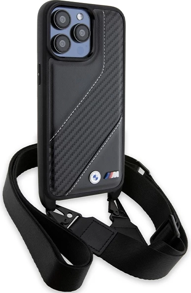 Mbështjellës BMW M Edition Carbon Stripe & Strap për iPhone 15 Pro, i zi