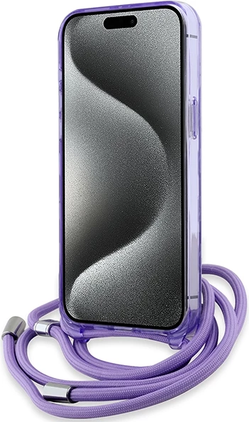 Mbështjellës Karl Lagerfeld IML Crossbody Monogram Karl & Choupette Head MagSafe për iPhone 15 Pro Max, Vjollcë