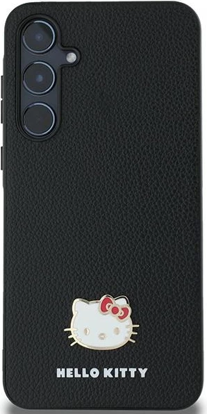 Mbështjellës Hello Kitty Metal Logo Kitty Head për Samsung Galaxy A55, i zi