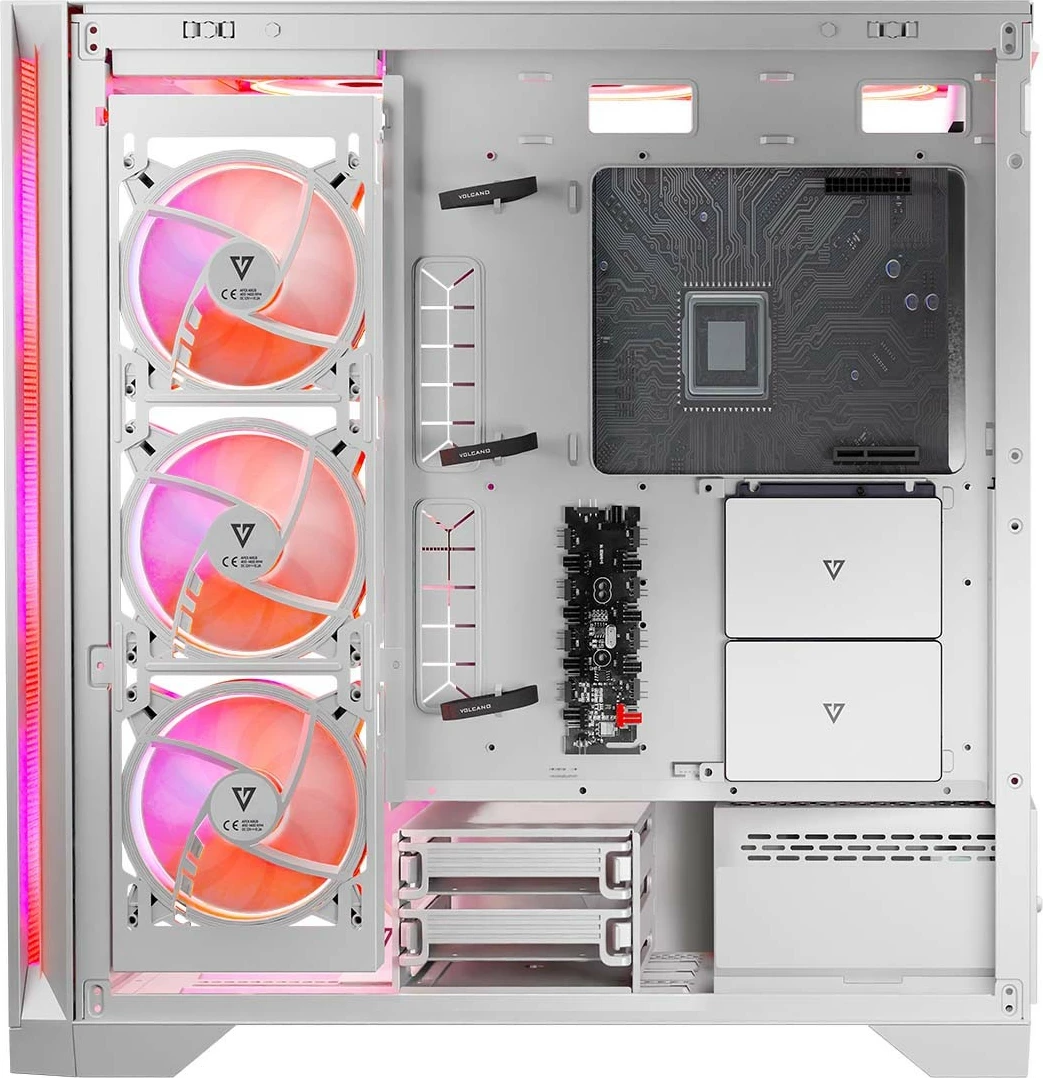 Kasë MODECOM Volcano Expanse S ARGB Midi Tower ATX/µATX/ITX me 4 ventilatorë ARGB, xham i kalitur, e bardhë