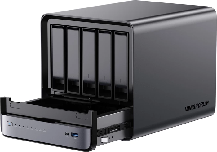 Kompjuter mini NAS Minis Forum NAS N5 Ryzen 7 255, 16GB RAM, 128GB SSD OS, deri 144TB, 10GbE+5GbE, USB4