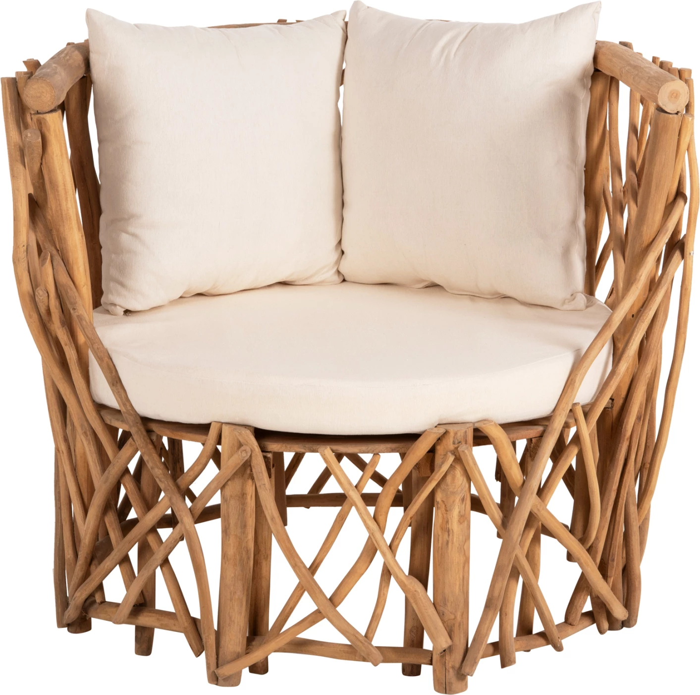 Fotelje KAAN FH5994 degë TEAK, jastëk të bardhë, 95x89x80H cm.