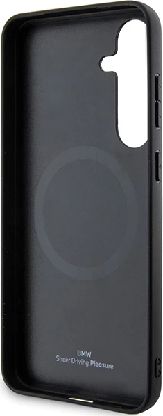 Mbështjellës BMW Signature Leather Textured & Line MagSafe për Samsung Galaxy S24+ S926, i zi