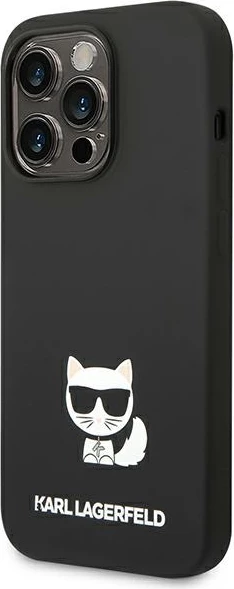 Mbështjellës Karl Lagerfeld KLHCP14LSLCTBK për iPhone 14 Pro 6.1", silikon, Choupette, zi
