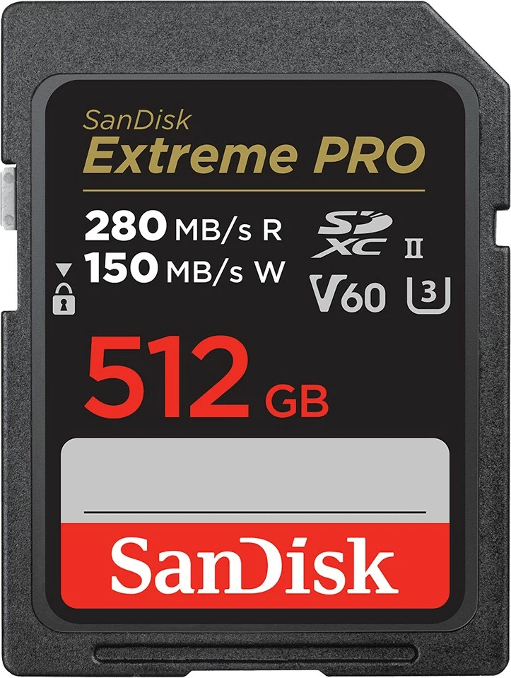 Kartelë memorie SanDisk Extreme PRO SDSDXEP-512G-GN4IN, 512 GB, SDXC, UHS-II, e zezë