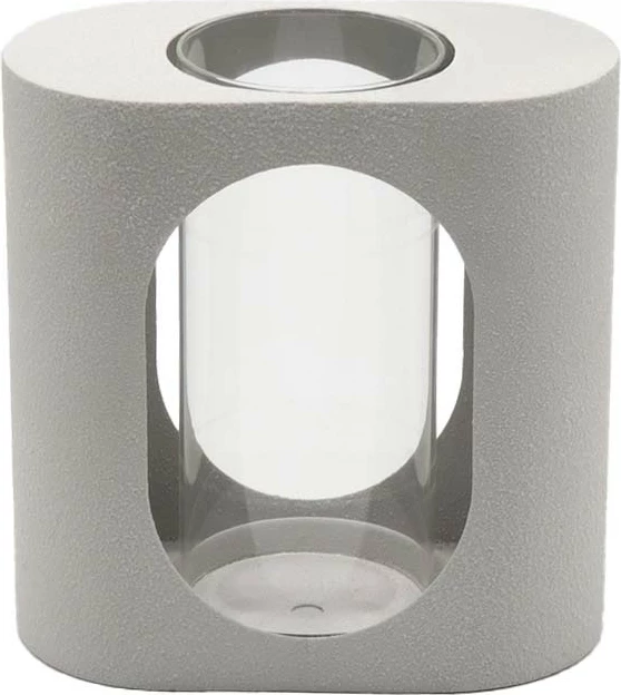 Mbajtës tealight, metal i bardhë, xham, 18x10x18.3cm