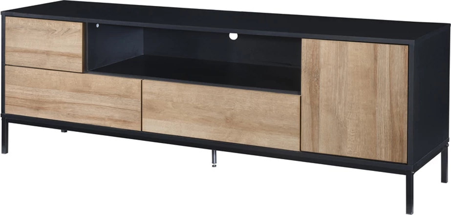 Komodë TV Blackbird, ngjyrë lisi Riviera dhe e zezë, 160x40.5x58 cm