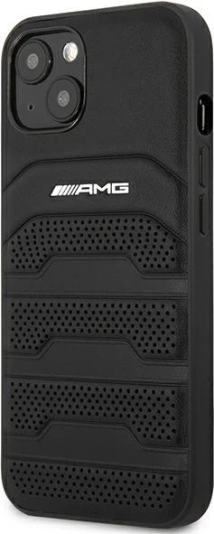 Mbështjellës AMG Mercedes për iPhone 14 Plus 6.7", lëkurë, i zi