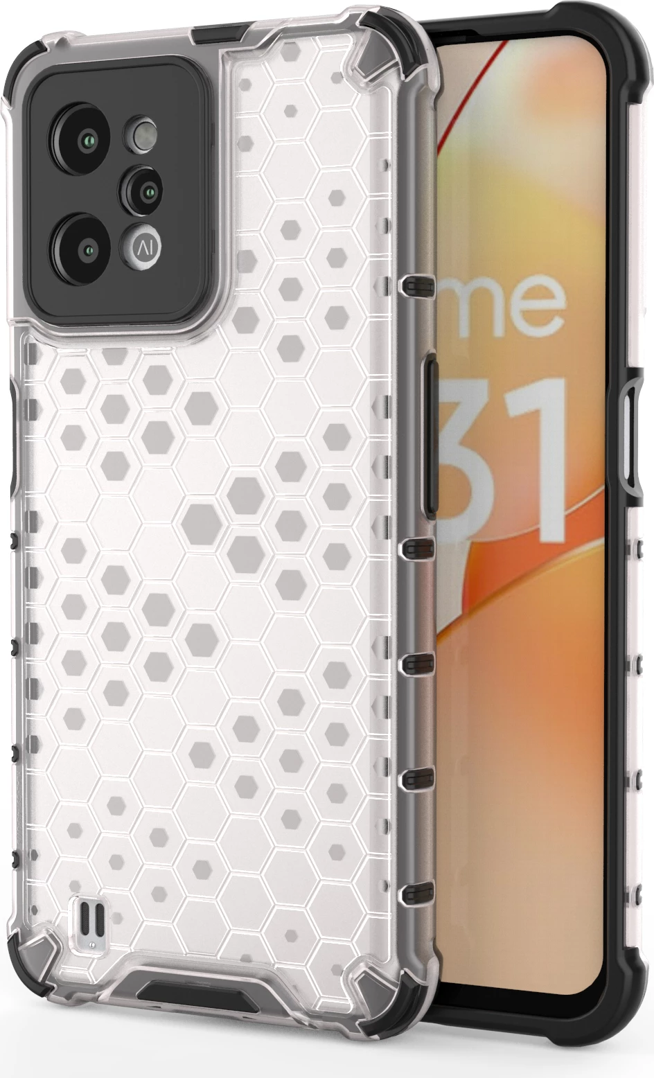 Mbështjellës Hurtel Honeycomb për Realme C31, Transparent