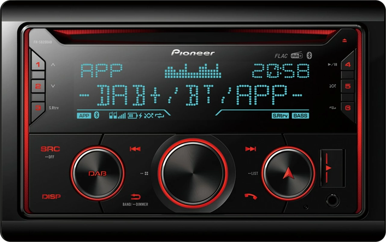 Radio makine Pioneer FH-S820DAB, DAB+, ekran LED, e zezë