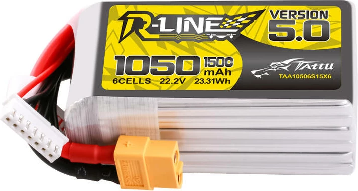 Bateri LiPo Tattu R-Line 5.0, 1050mAh, 22.2V, 6S, 150C, XT60