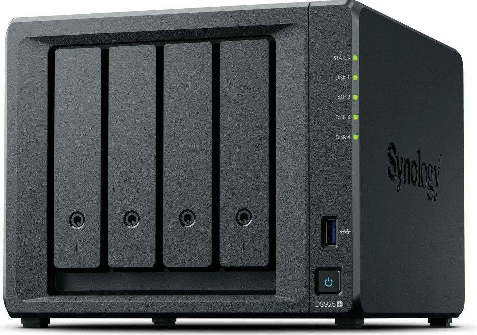 NAS server Synology DiskStation DS925+, Ryzen Embedded V1500B, 4 GB DDR4, 0 TB, Zi