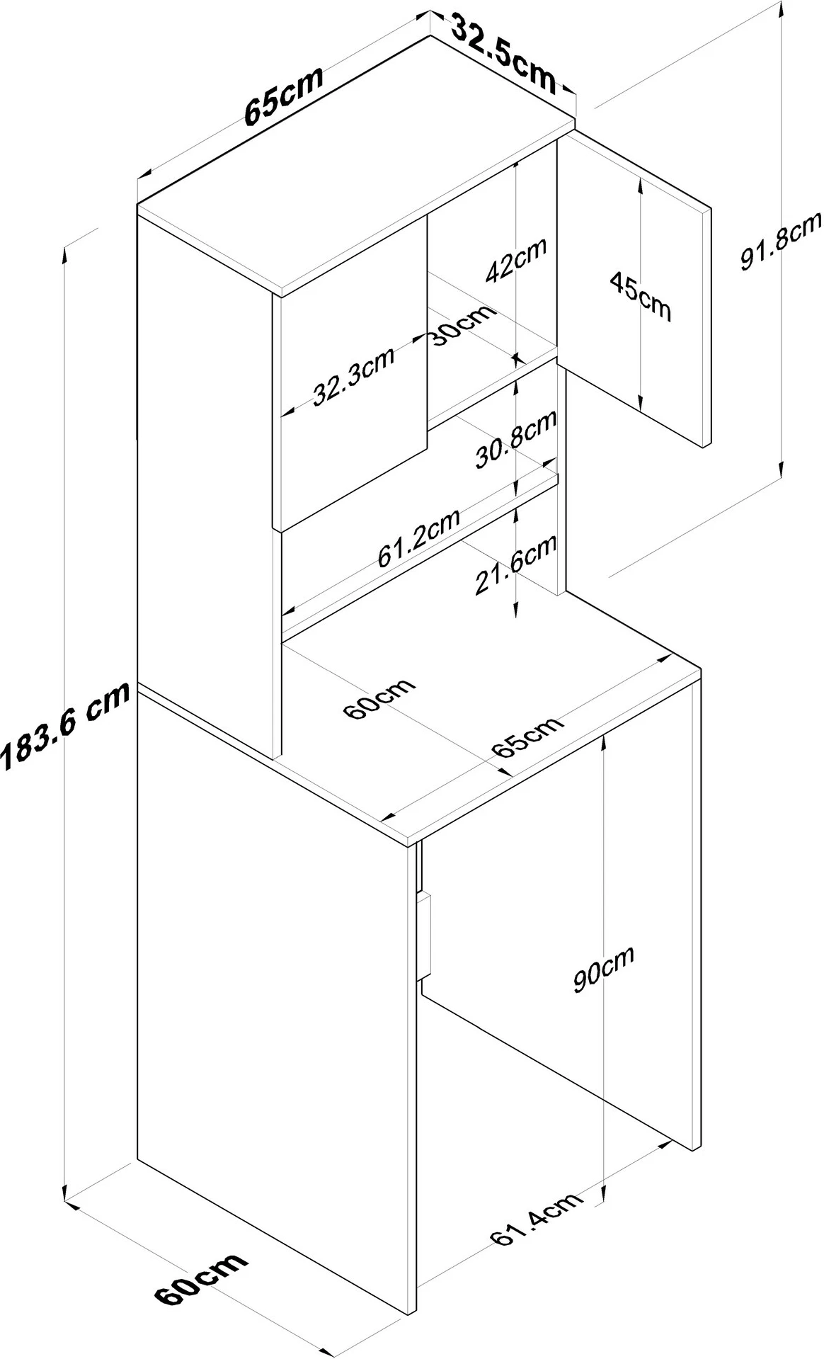 Dollap për lavatriçe, ngjyrë arrë dhe antracit, Hanah Home KD101 - 2674