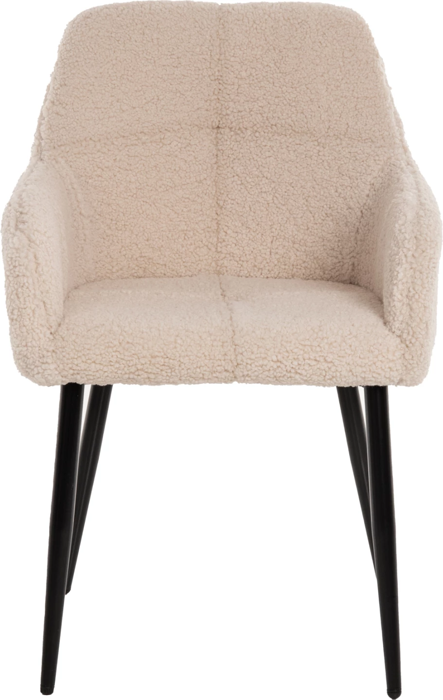 Karrige Shelly, pëlhurë Teddy, këmbë metali të zeza, 57x55x87H cm., set prej 2 copë