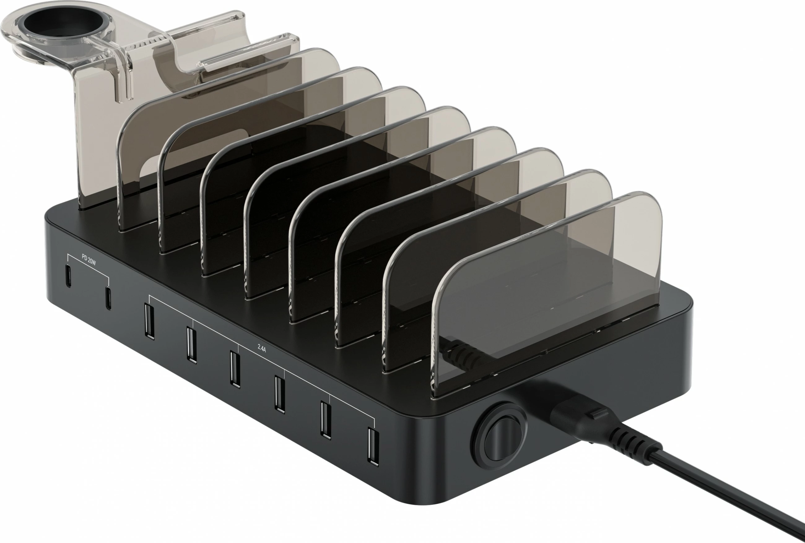 Stacion karikimi Conceptronic 8 porta, 6x USB-A, 2x USB-C, 75W, i zi