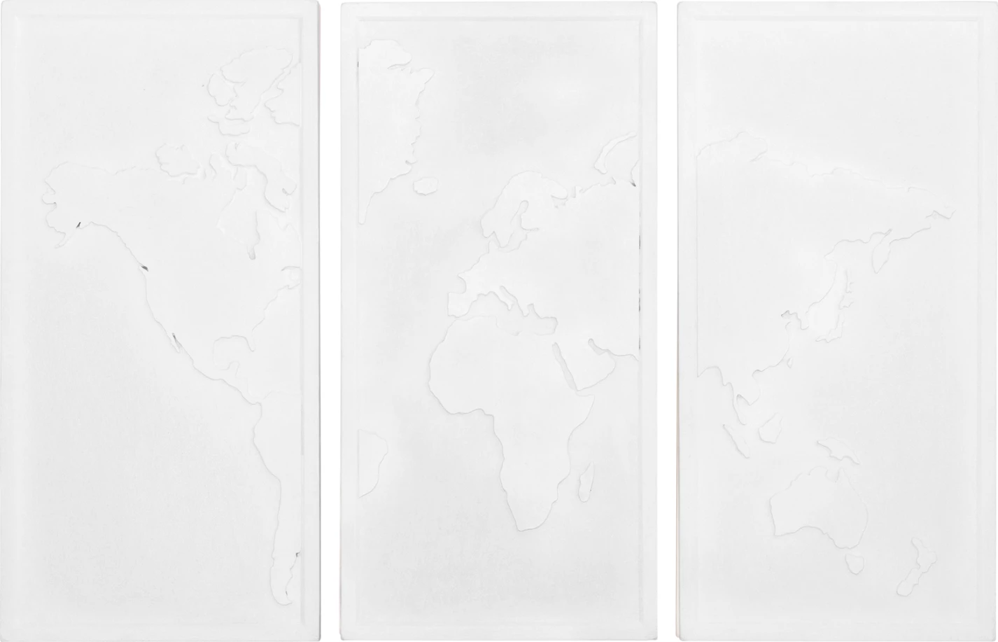 Pikturë muri 3-pjesëshe hartë botë Santorini FH4504 MDF ngjyrë e bardhë e zbehtë 180x4x120 cm