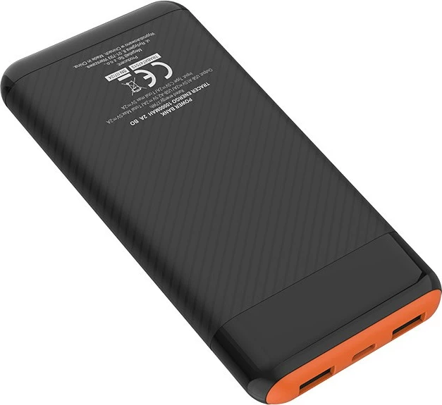 Power bank Tracer EnerGo TRABAT47513 10000mAh 37Wh 5V 2A 3 porta 2x USB-A 1x USB-C kabllo USB-C në USB-C e përfshirë, black-orange