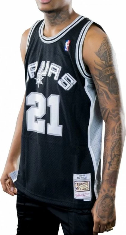 Maicë Mitchell & Ness NBA Swingman San Antonio Spurs Tim Duncan për Meshkuj, e Zezë