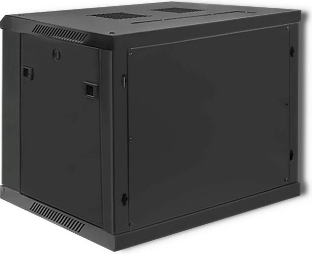 Kasë Qoltec 19-inç, 9U, për montim në mur, 600x500x600 mm, e zezë
