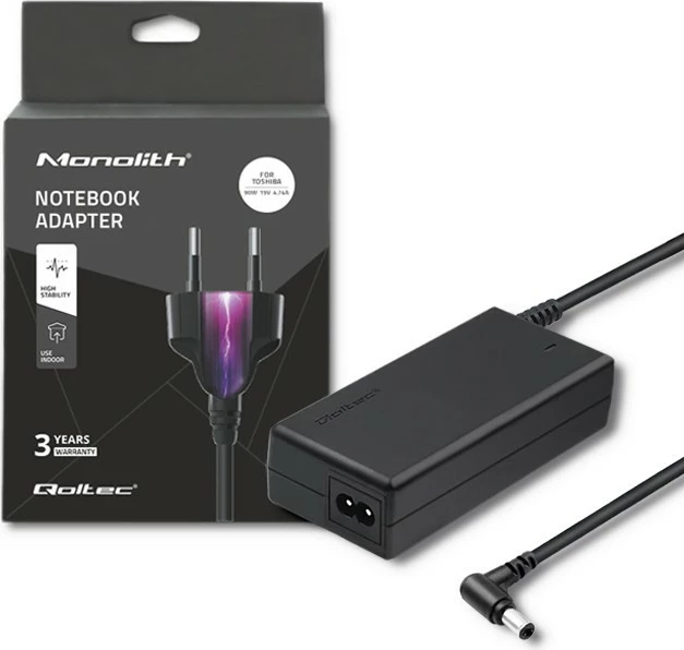 Adapter rryme për laptop Qoltec 50090.90W, 19V, 4.74A, 5.5x2.5 mm, i zi