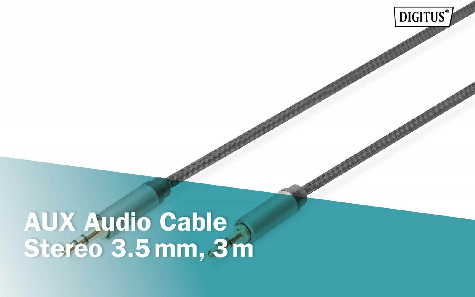 Kabllo audio Digitus DB-510110-030-S, 3.5mm minijack M/M, 3m, najlon, zi/gri