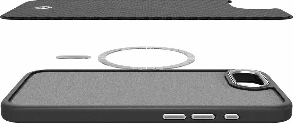 Mbështjellës, Spigen, Enzo Aramid MagSafe, për iPhone 16e, aramid me përfundim alumin, kompatibil me MagSafe, zi