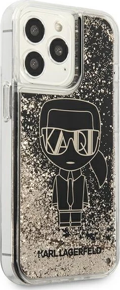 Mbështjellës Karl Lagerfeld KLHCP13LLGGKBK për iPhone 13/13 Pro 6.1", Liquid Glitter Gatsby, zi/artë