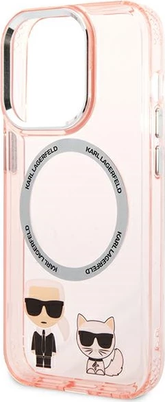 Mbështjellës Karl Lagerfeld KLHMP14XHKCP për iPhone 14 Pro Max 6.7", hardcase, MagSafe, rozë