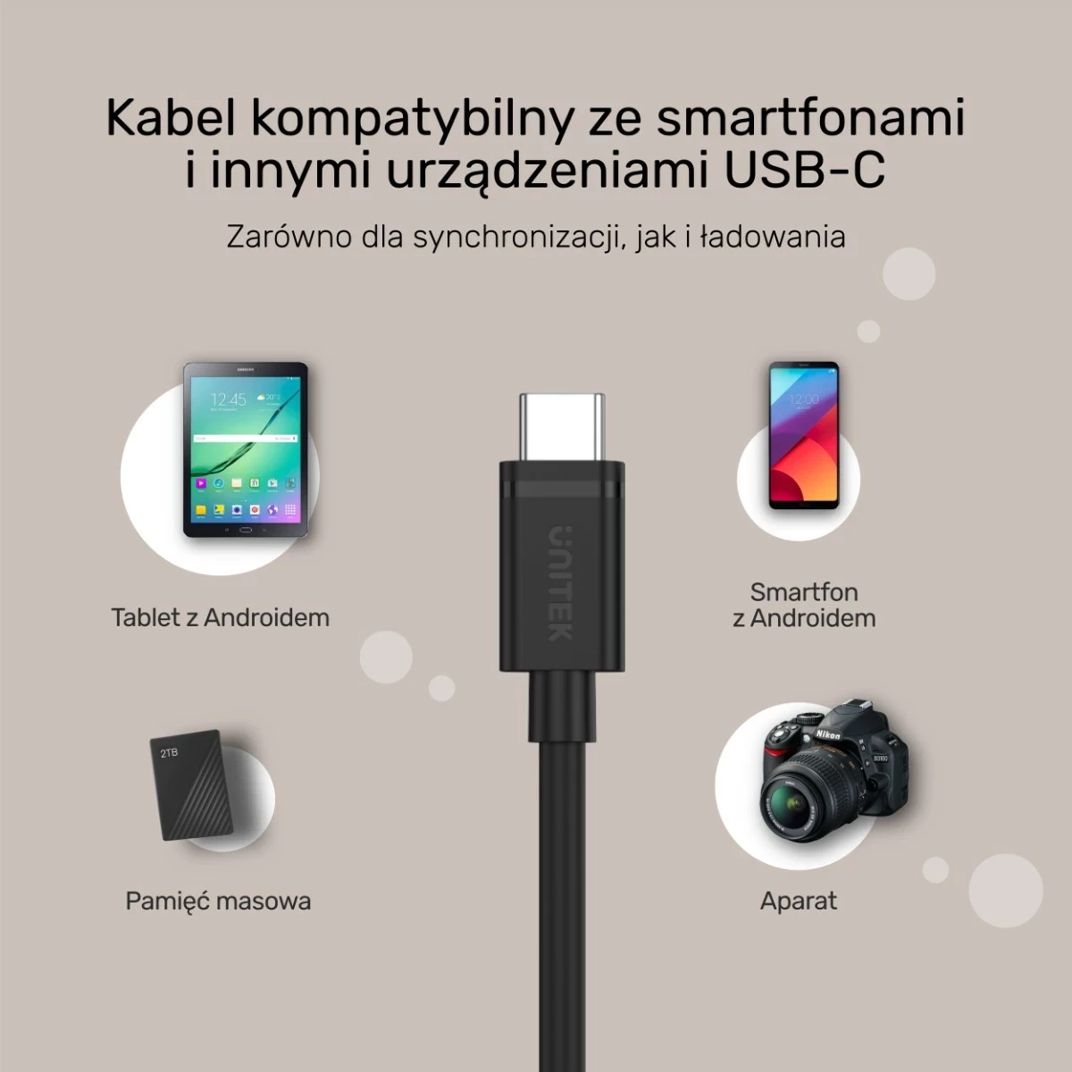 Kabllo Unitek USB-C në USB-C, 2m, e zezë