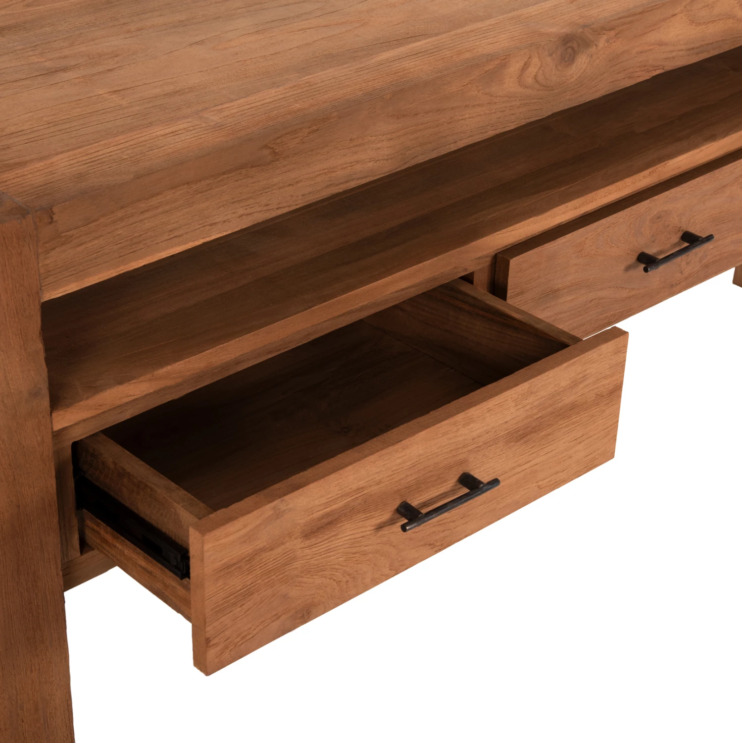 Konsolë me 3 sirtarë, dru TEAK i ricikluar, ngjyrë natyrale, 180x45x80H cm