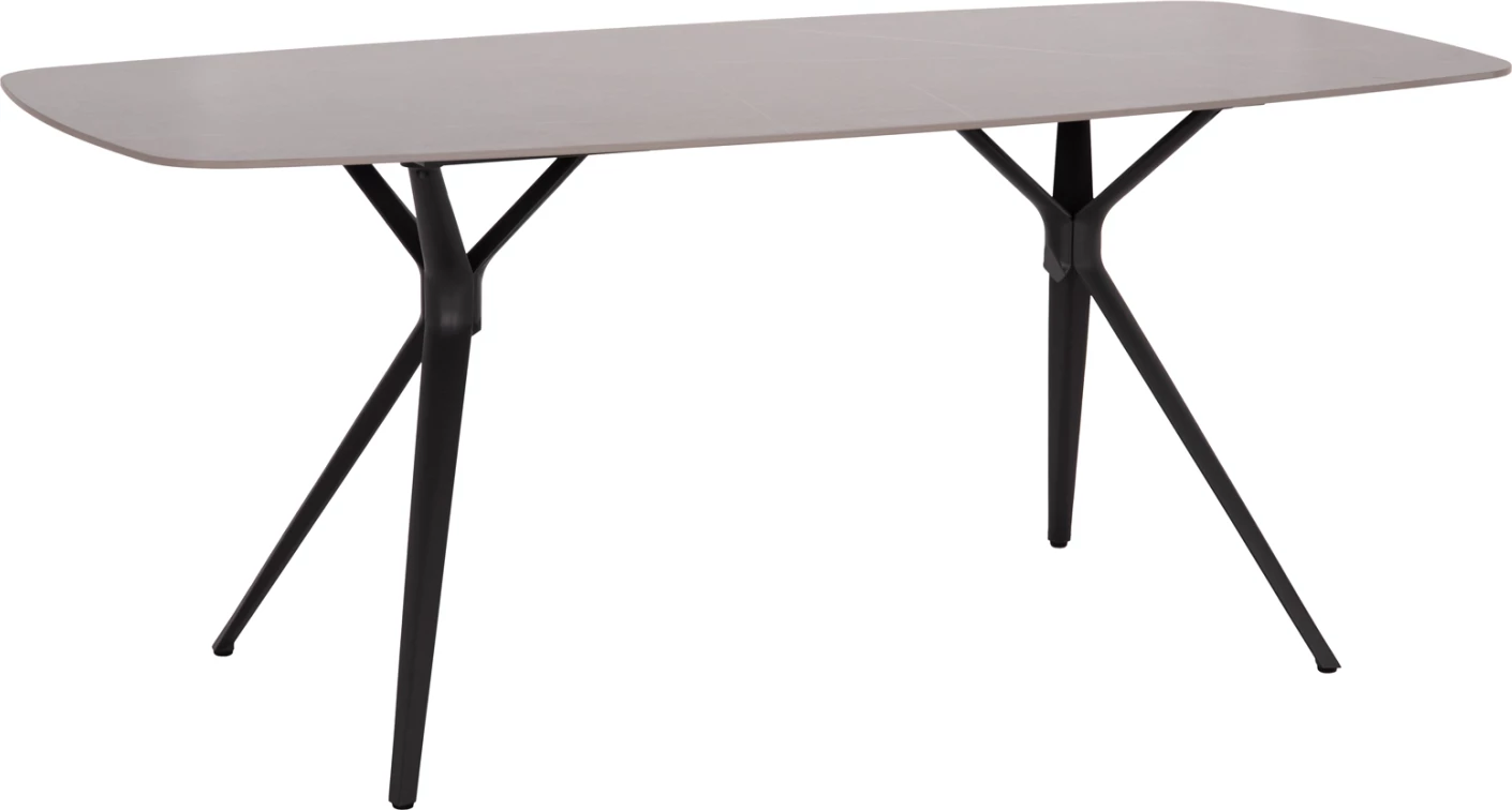 Tavolinë oborri ANTOINE, alumin ngjyrë qymyr, sipërfaqe gur i sinterizuar gri, 180x90x75cm