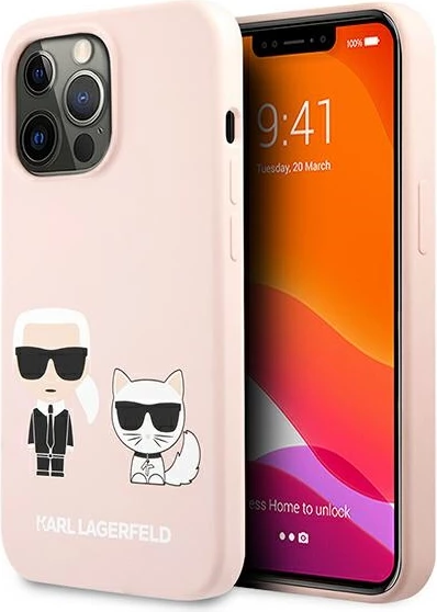 Mbështjellës Karl Lagerfeld KLHCP13LSSKCI për iPhone 13/13 Pro 6.1", silikon, rozë e çelur