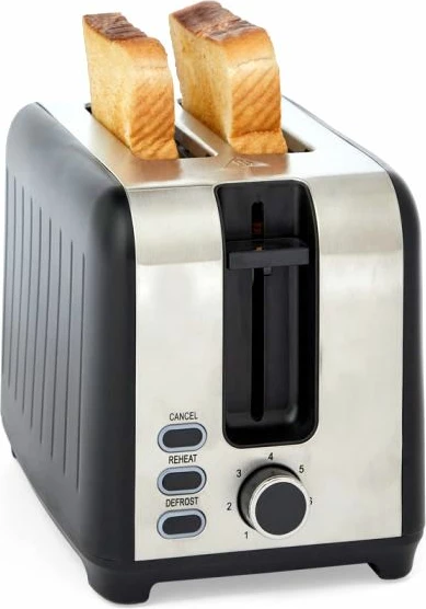 Toster VONSHEF 2000191, 2-feta, 7 nivele pjekjeje, defrost/reheat/stop, tabaka thërrimesh, argjendtë/e zezë