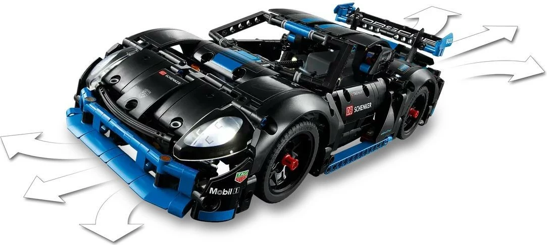 Set ndërtimi LEGO Technic Porsche GT4 e-Performance Racing Car 42176, 834 pjesë, i zi/blu