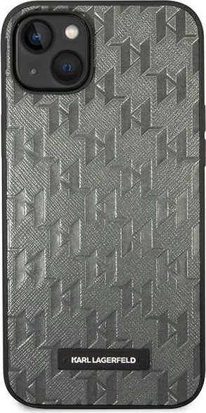 Mbështjellës Karl Lagerfeld KLHCP14SSAKLHPG për iPhone 14 6.1", Saffiano Mono Metal Logo, Gri