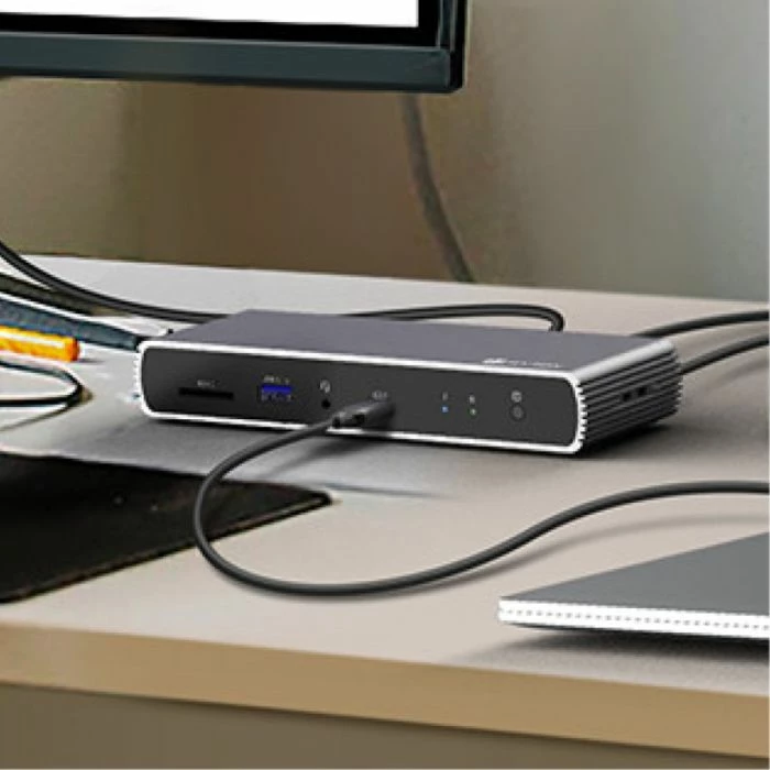 Stacion dokimi USB-C 9-në-1 ICYBOX IB-DK4012-CPD, Power Delivery 100W, 2x HDMI, Gigabit LAN, SD/microSD, antracit/zi