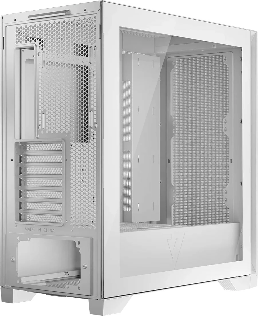 Kasë kompjuteri, MODECOM Volcano Expanse S Midi Tower, ATX/mATX/ITX, xham i kalitur, USB‑C, ARGB, e bardhë