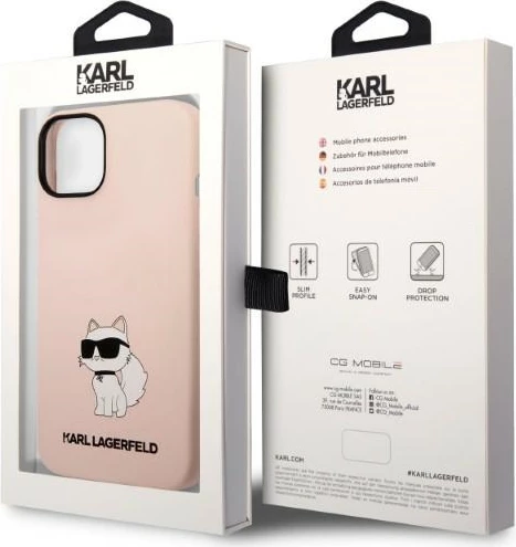Mbështjellës Karl Lagerfeld KLHCP14MSNCHBCP për iPhone 14 Plus 6.7", silikon, rozë